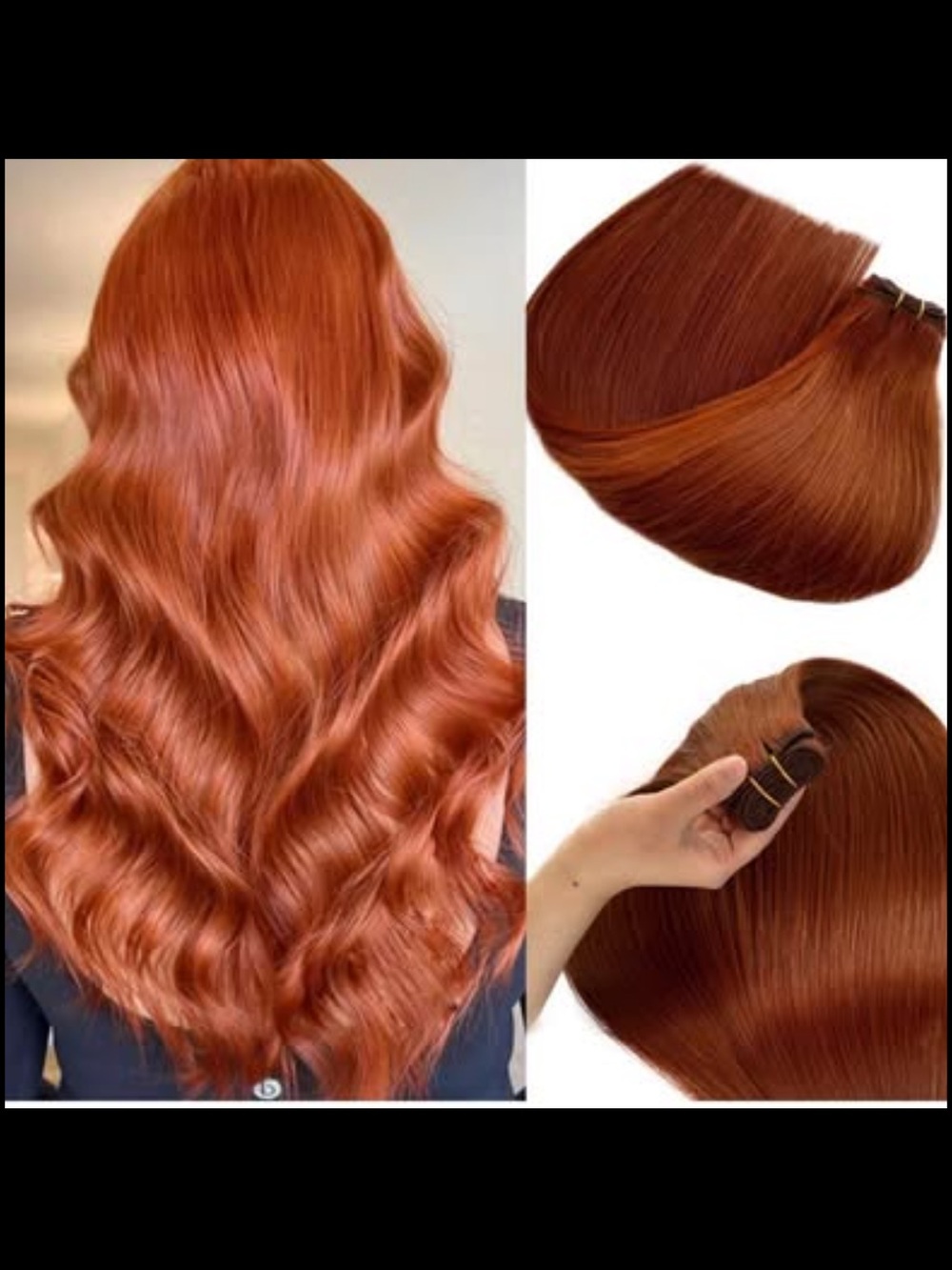 Sew in 26” long copper red HUMAN HAIR extensions
